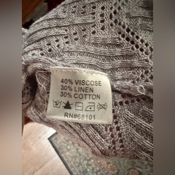 Belldini Light Gray Long Sleeve Knit Open Front Cardigan Sweater - Picture 6 of 11